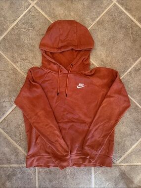 Nike Burnt Orange Hoodie with White Swoosh women’s small